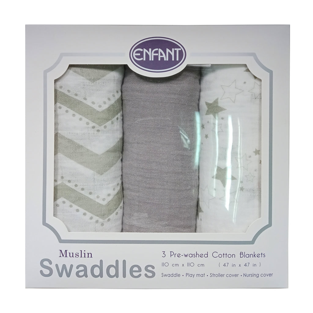 Enfant Muslin Swaddle - Pack of 3