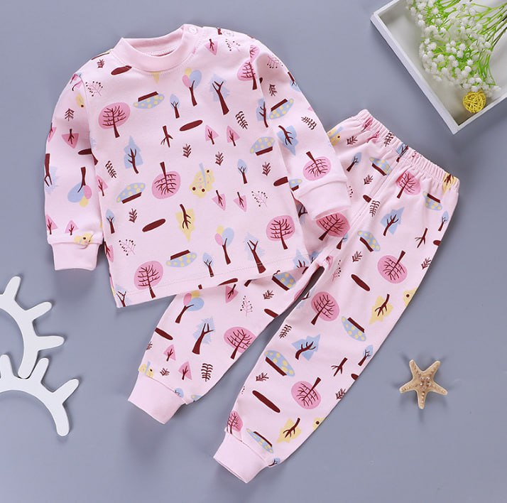 Colorful Patterns Children's Sleepwear Pajama Baby Pink Forest