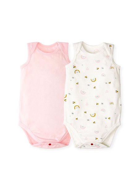 Mamaway Baby Cotton Sleeveless Bodysuit - Pink (Pack of 2)