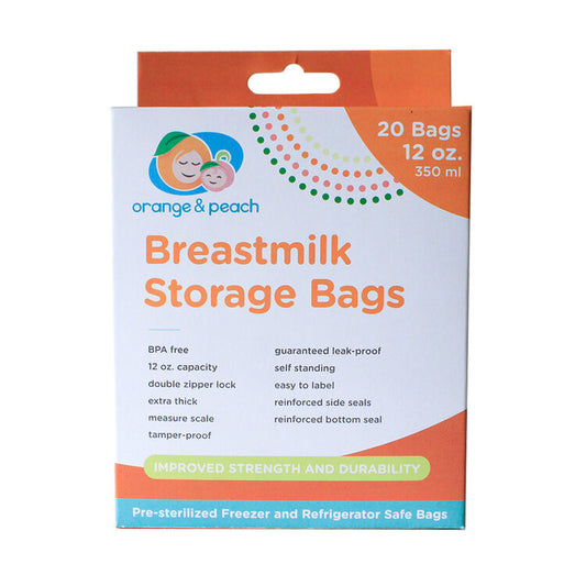 Orange & Peach Breastmilk Storage Bags 20s - 12 oz