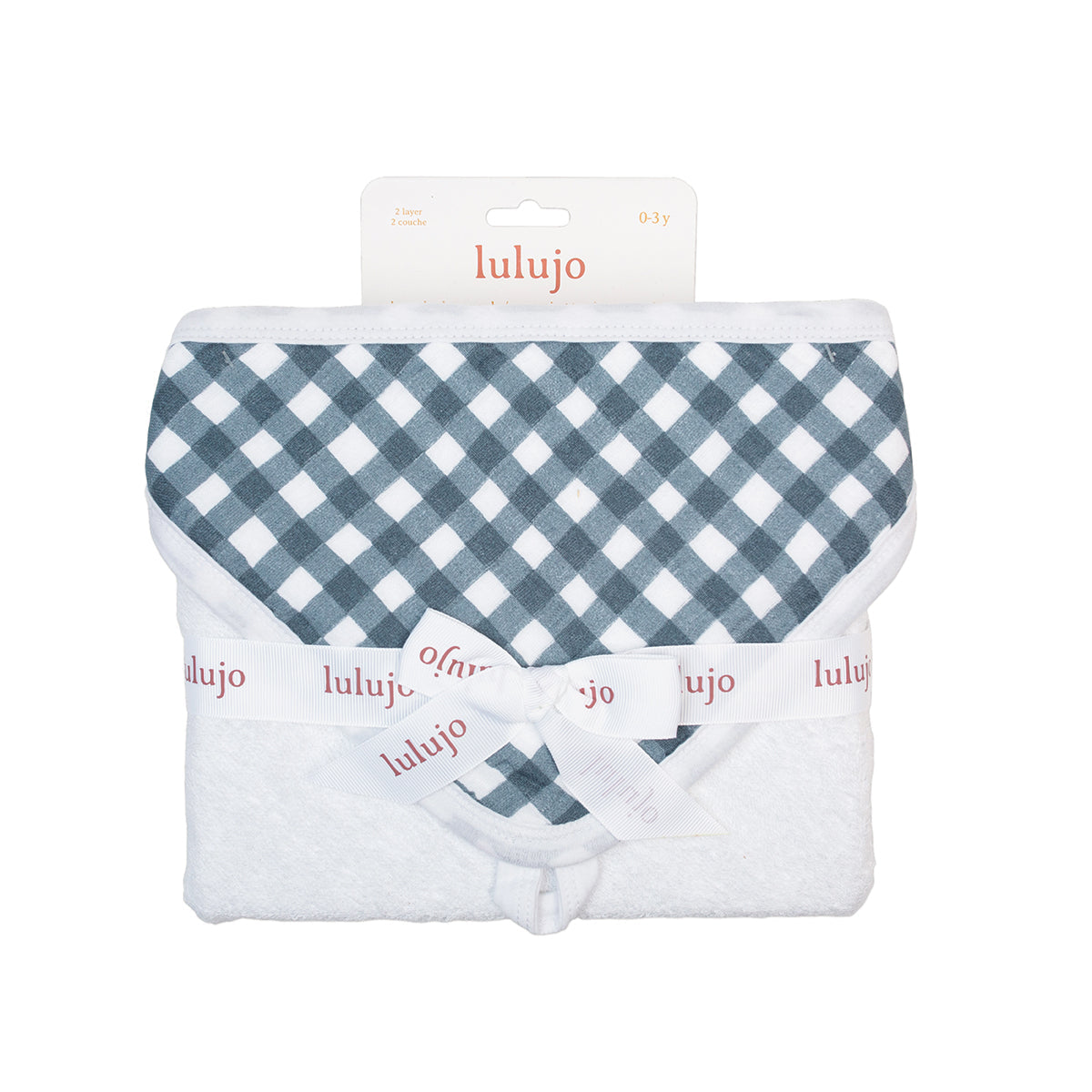 Lulujo Baby Hooded Towel - Navy Gingham