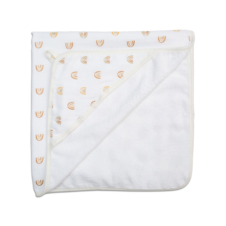 Lulujo Baby Hooded Towel (Dual Layer Cotton) Boho Rainbow