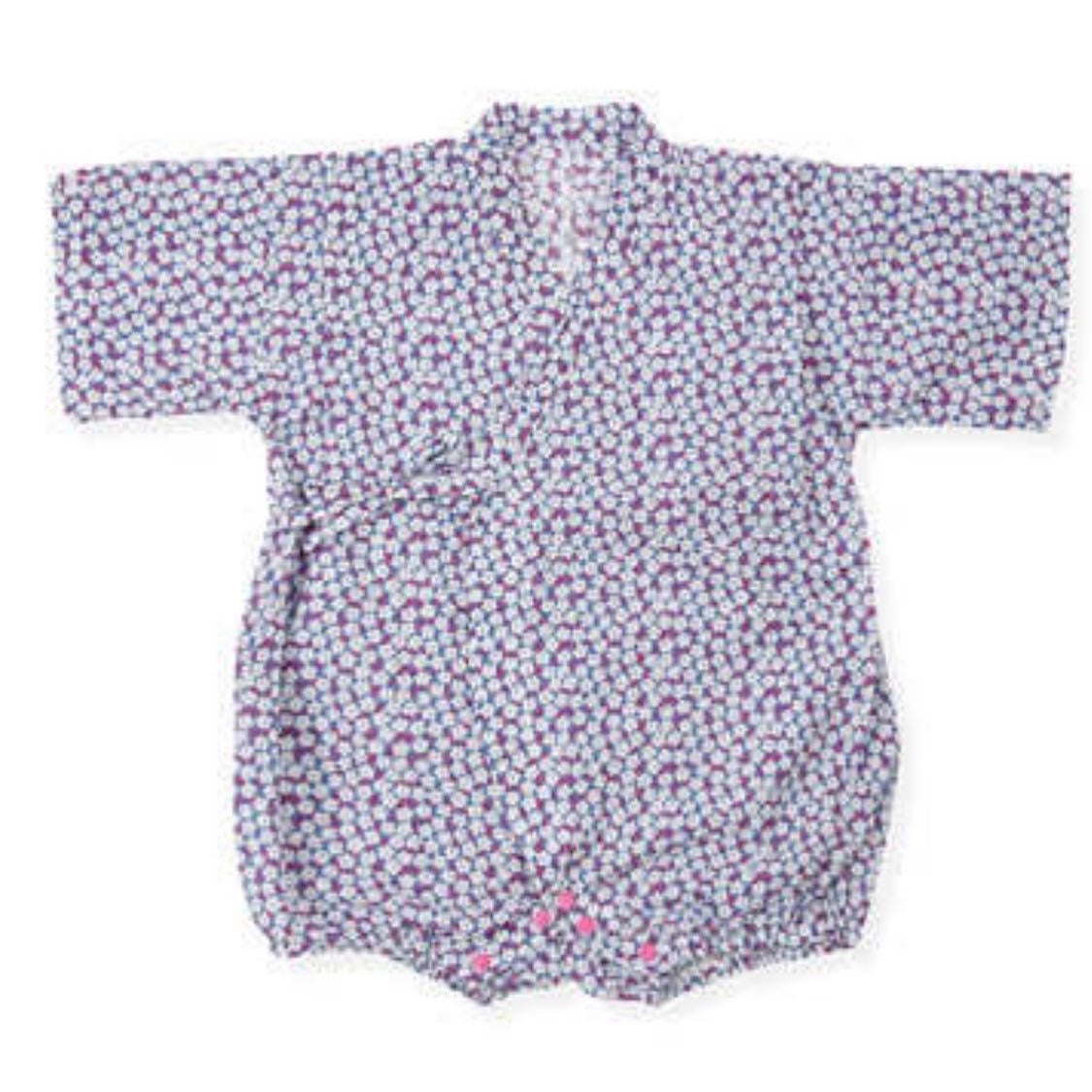 Borny Tie-Side Onesie - Small Purple Flower