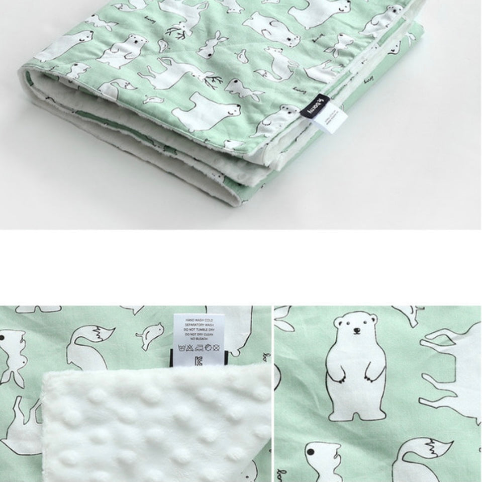 Borny Large Blanket - Wild Animals Mint
