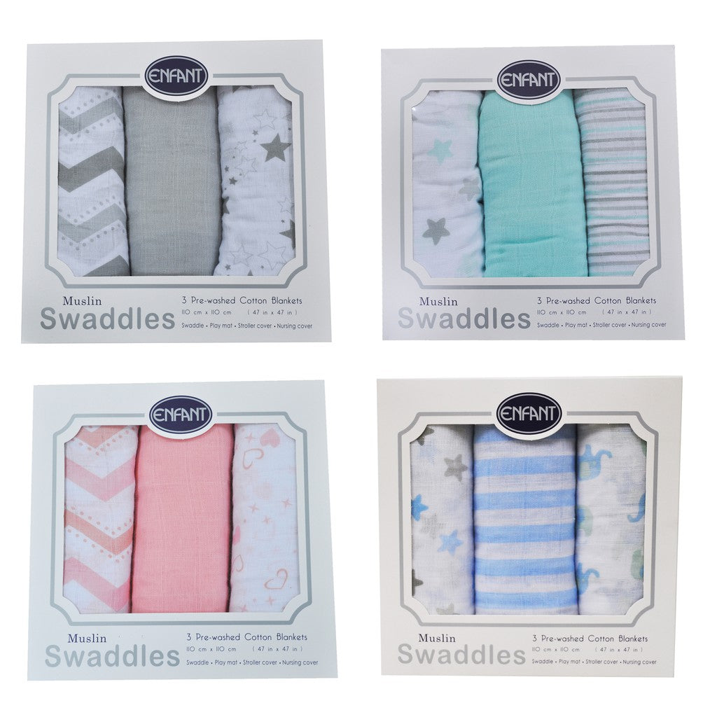 Enfant Muslin Swaddle - Pack of 3