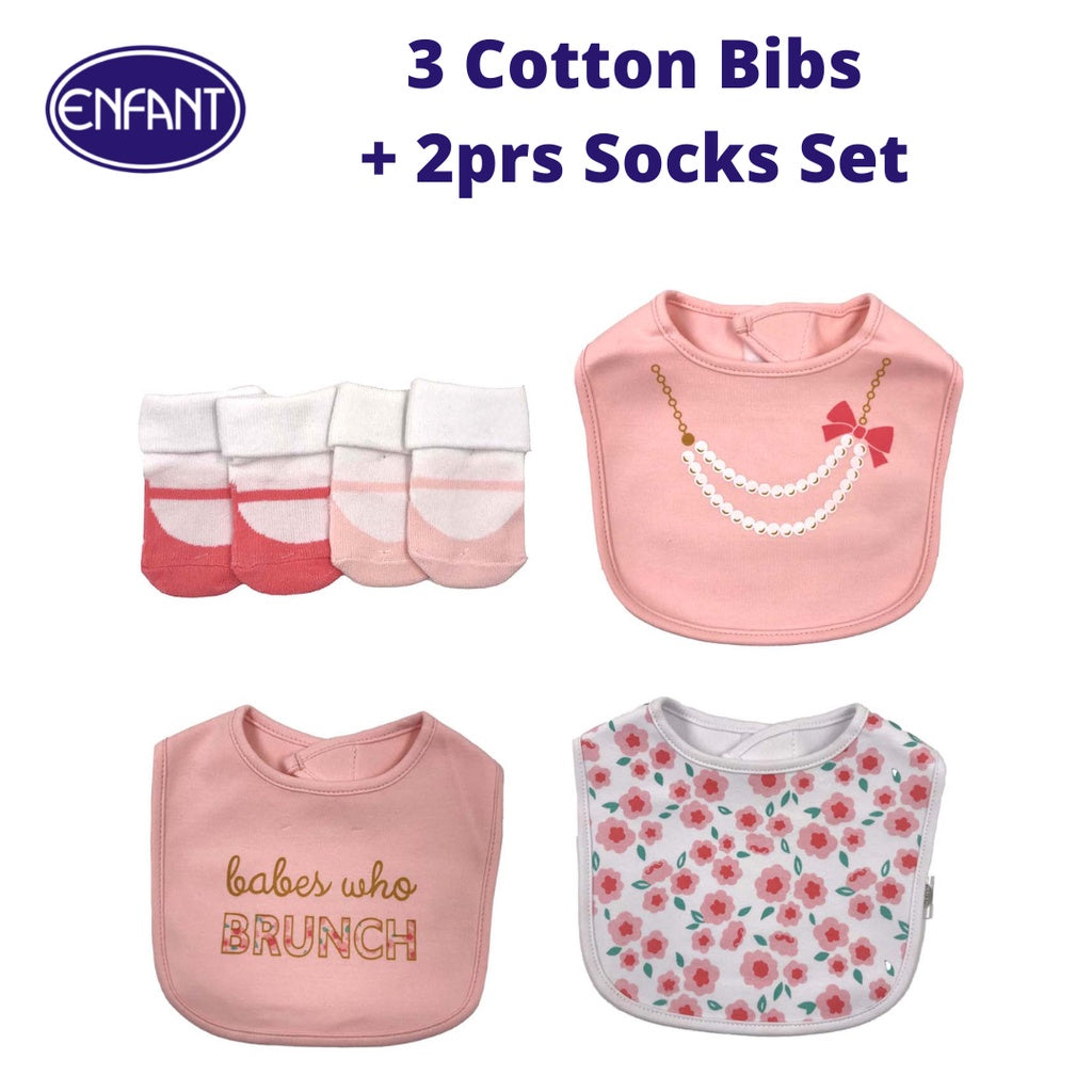 Enfant Socks & Bib Set - Pink