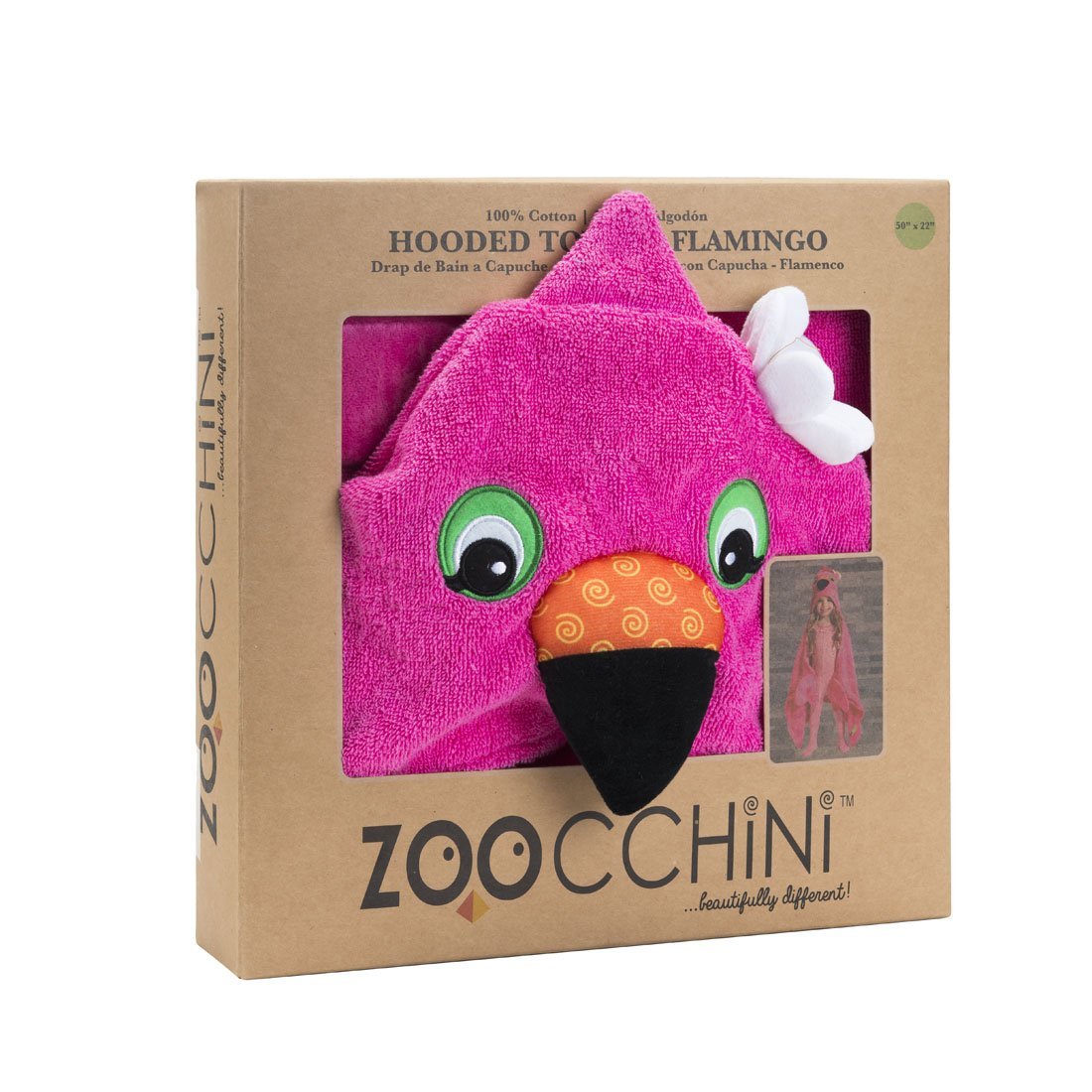 Zoocchini Hooded Towel - Franny Flamingo