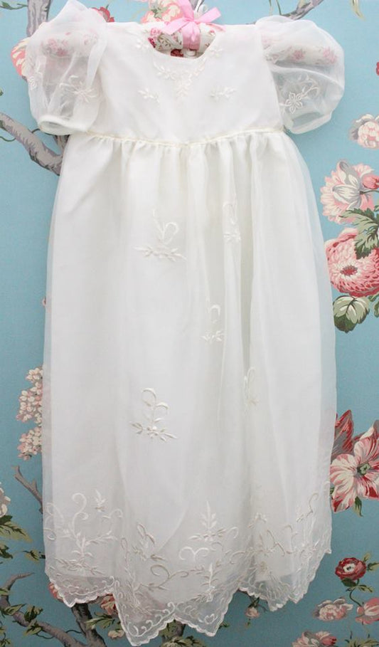 Penelope Baptismal Gowns Embroided Ecru Organza