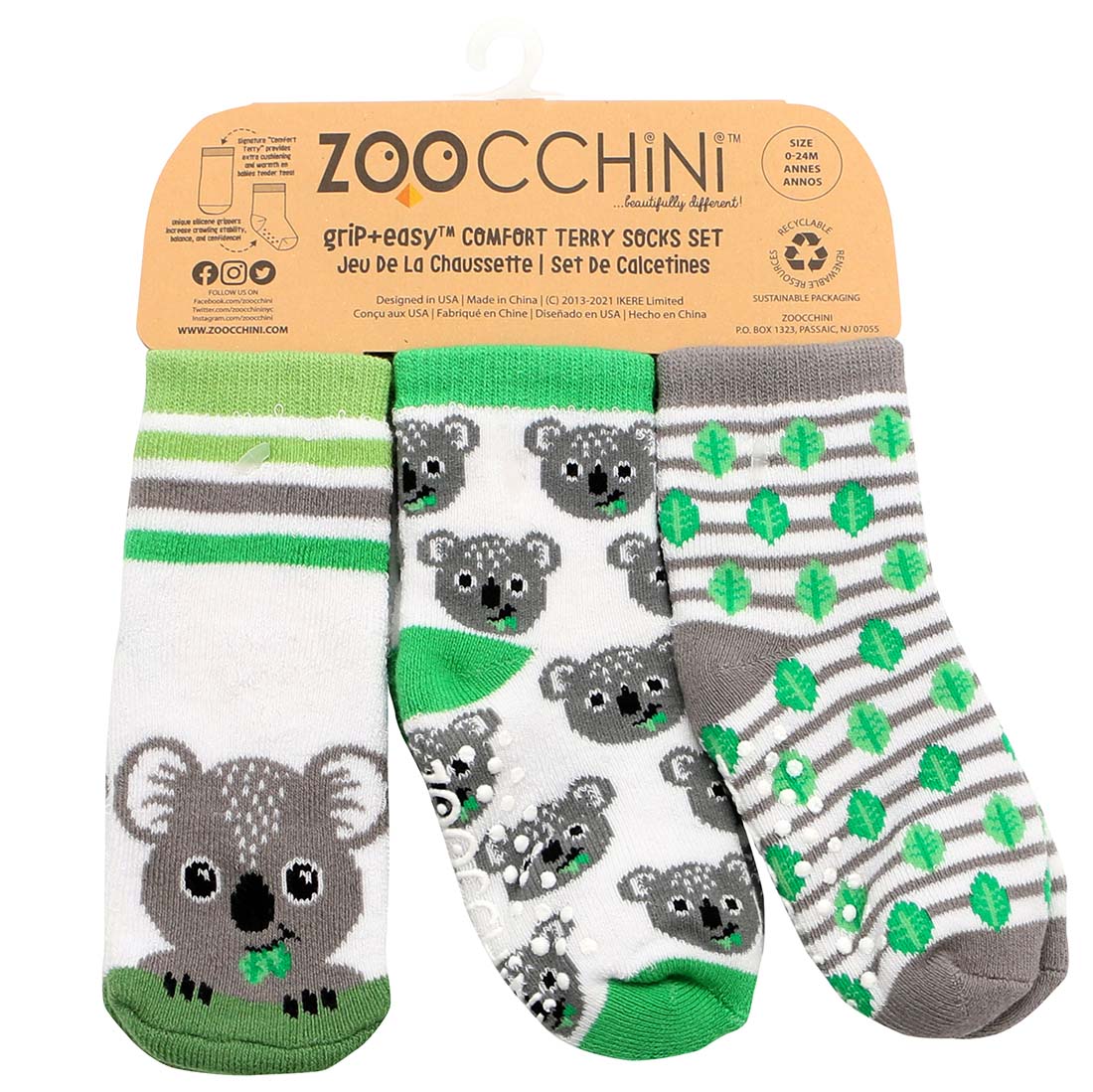 Zoocchini Terry Socks Set - Kal the Koala