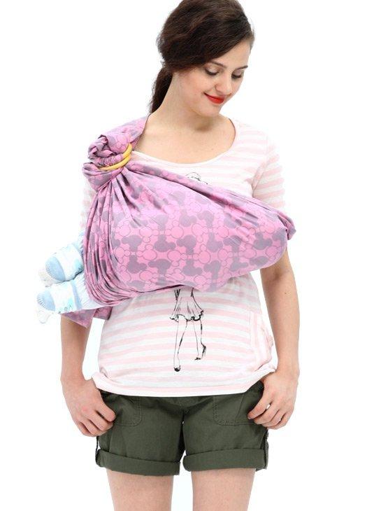 12812 Mamaway Baby Ring Sling Mickey Kaleidoscope Pink