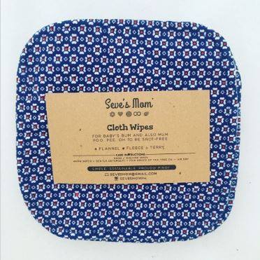 Seve's Mom Cloth Wipes - Navy Blue Florals (Set of 6)
