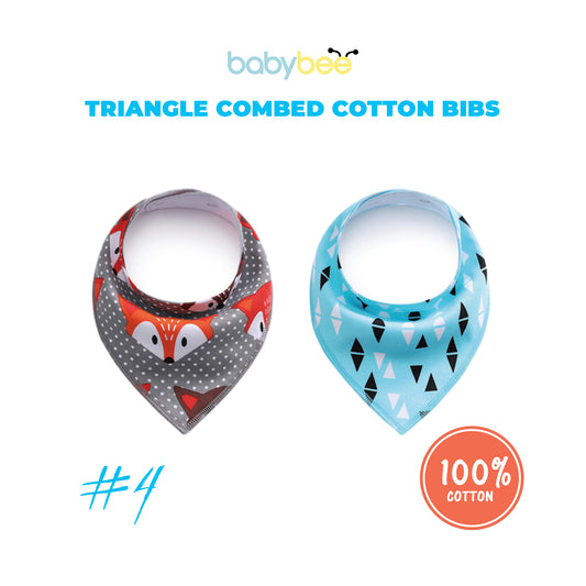 Babybee Cotton Bib Set - Fox & Triangles