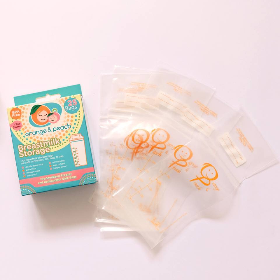 Orange & Peach Breastmilk Storage Bags 25's - 12 oz