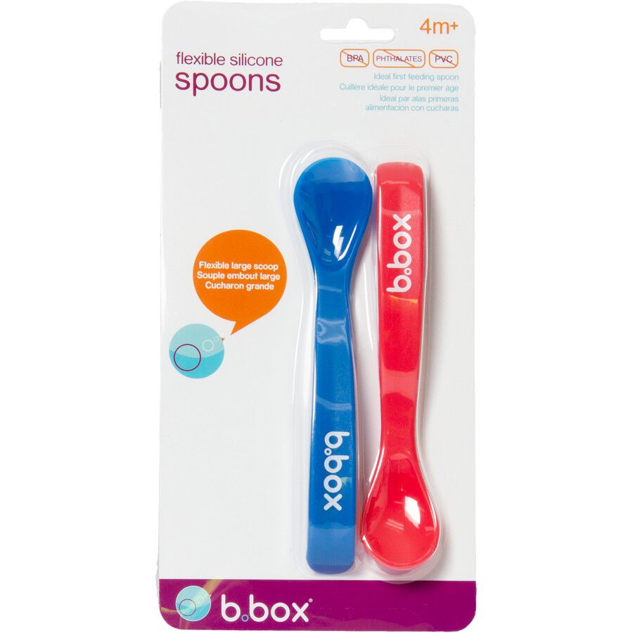 b.box Flexible Silicone Spoon Pack - Red/Blue