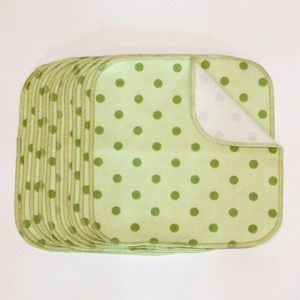 Planetwise Flannel Wipes - Green Polka Dot (set of 10)