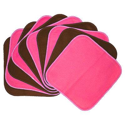 Planetwise Flannel Wipes - Hot Pink/Chocolate (set of 10)