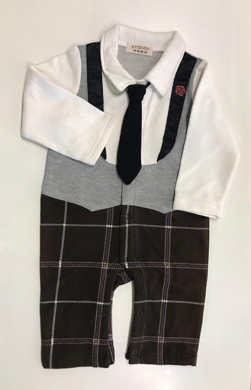 95 Necktie tuxedo romper grey/brown