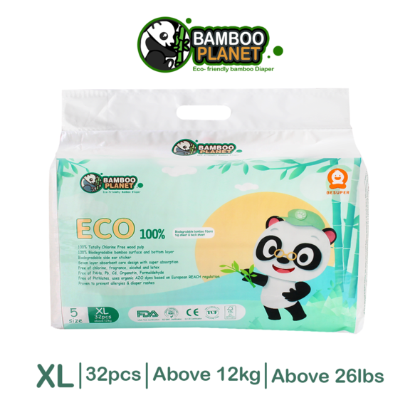 Bamboo Planet Eco Friendly Tape Diaper (32pcs) - XLarge