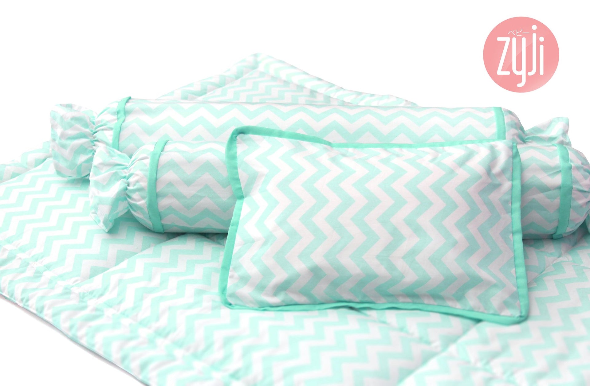 7pc Baby Bedding Set (28x52) - Chevron Green