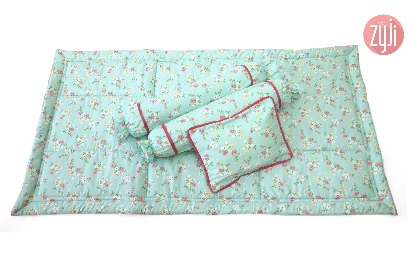 7pc Baby Bedding Set (28x52) - Spring Flora Green