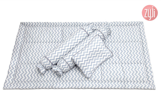 7pc Baby Bedding Set (28x52) - Chevron Gray