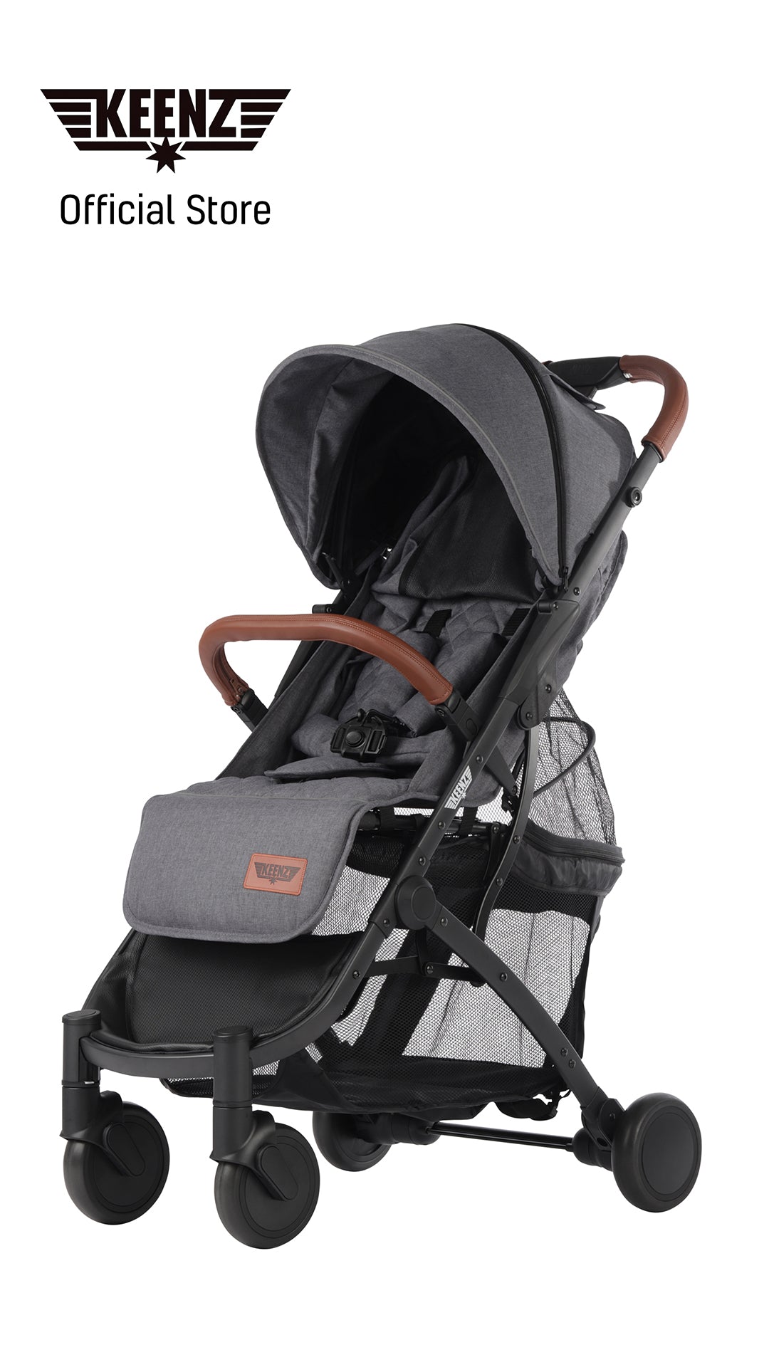Keenz Air Plus 2.0 Stroller - Modern Gray with Brown Leatherette