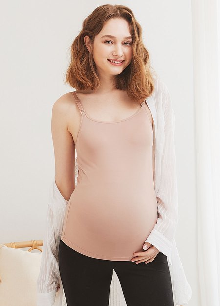 Mamaway Bra Top Antibacterial Spaghetti Strap Maternity Vest - Dusty Pink