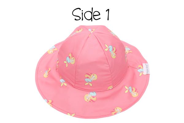 FlapJack Kids Reversible Baby & Kids Patterned Sun Hat - Mermaid/Seahorse