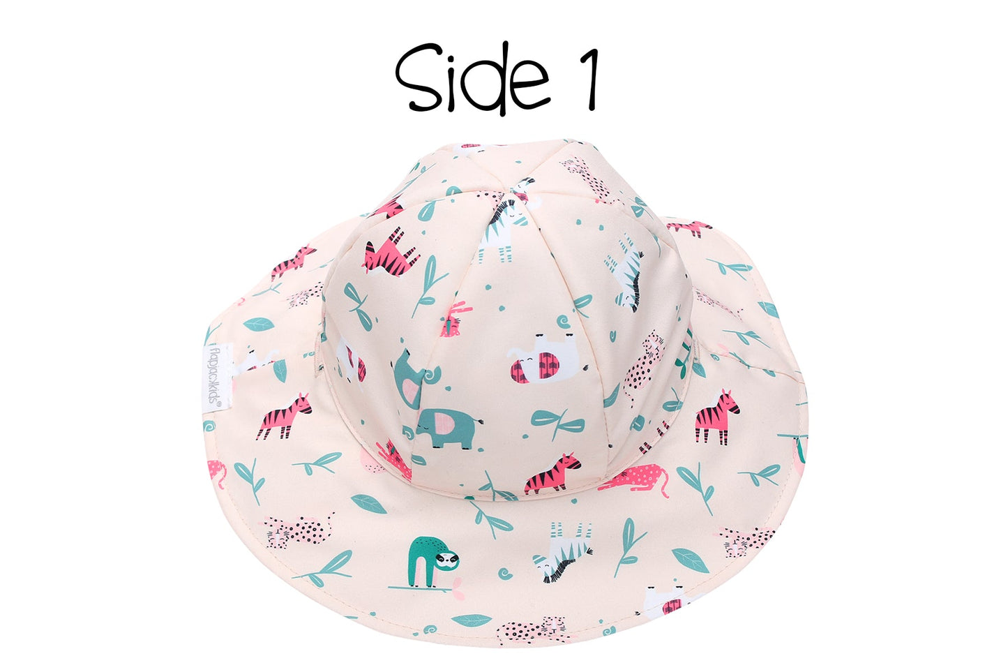 FlapJack Kids Reversible Baby & Kids Patterned Sun Hat - Pink Zoo