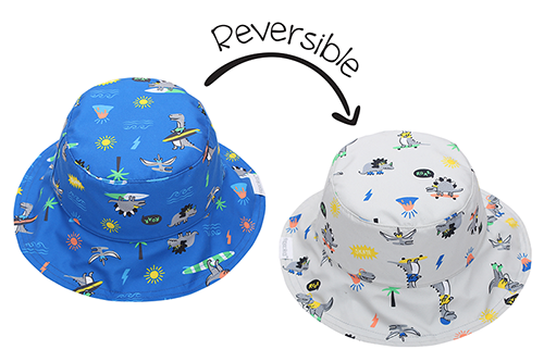 FlapJack Kids Reversible Toddler Patterned Sun Hat - Dino