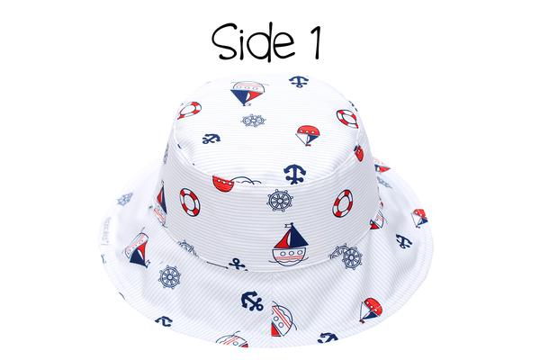 FlapJack Kids Reversible Baby & Kids Patterned Sun Hat - Nautical