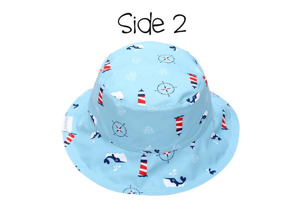 FlapJack Kids Reversible Baby & Kids Patterned Sun Hat - Nautical