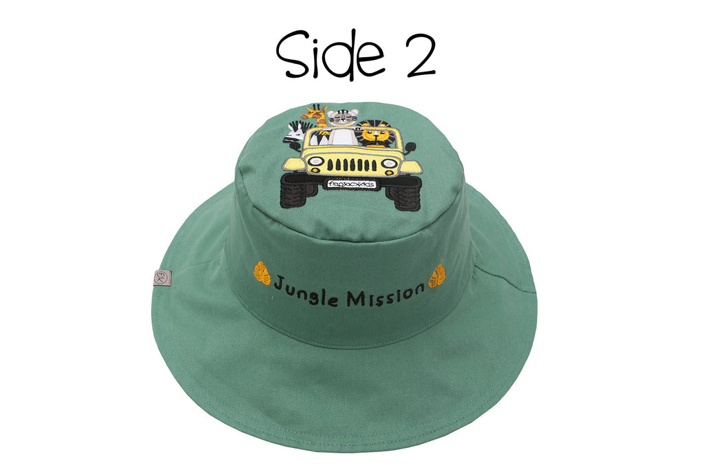 FlapJack Baby/Toddler UPF50 Reversible 3D Cotton Bucket Hat Tiger/Safari