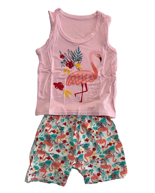 Colorful Patterns Sleeveless & Summer Shorts Flamingo Pink