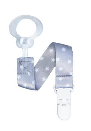 RaZbaby Keep-It-Clean Pacifier Holder, Gray Stars