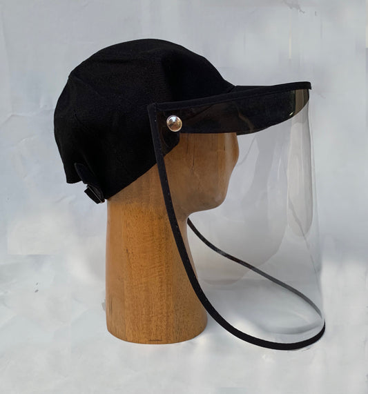 Twill Cap with Face Shield - Black