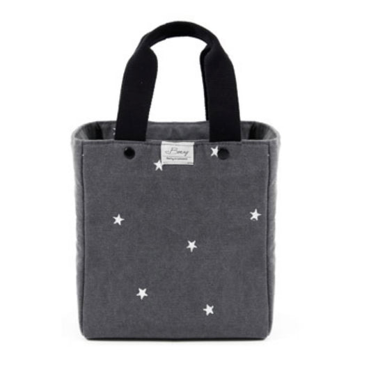 Borny Insulated Lunch Bag - Embroidered Star Gray