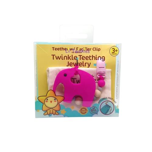 Li'l Twinkies Teether w/ Clip-On, Pink Elephant