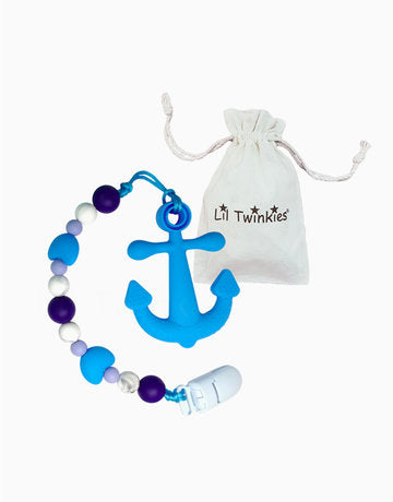 Li'l Twinkies Teether w/ Clip-On - Blue Anchor