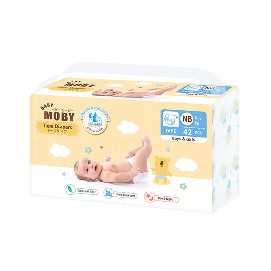 Baby Moby Chlorine Free Diapers Taped 42ct - Newborn