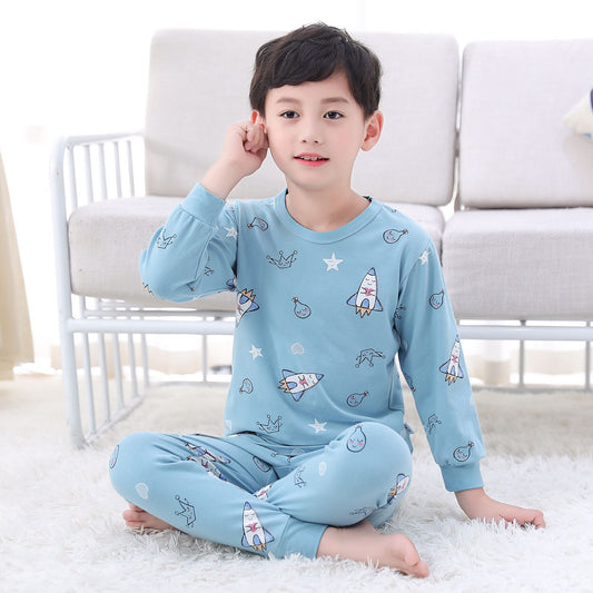 Colorful Patterns Children's Sleepwear Pajama Blue Rocket