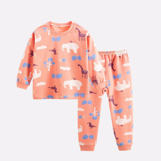 Colorful Patterns Children's Sleepwear Pajama Elephant Print Pink