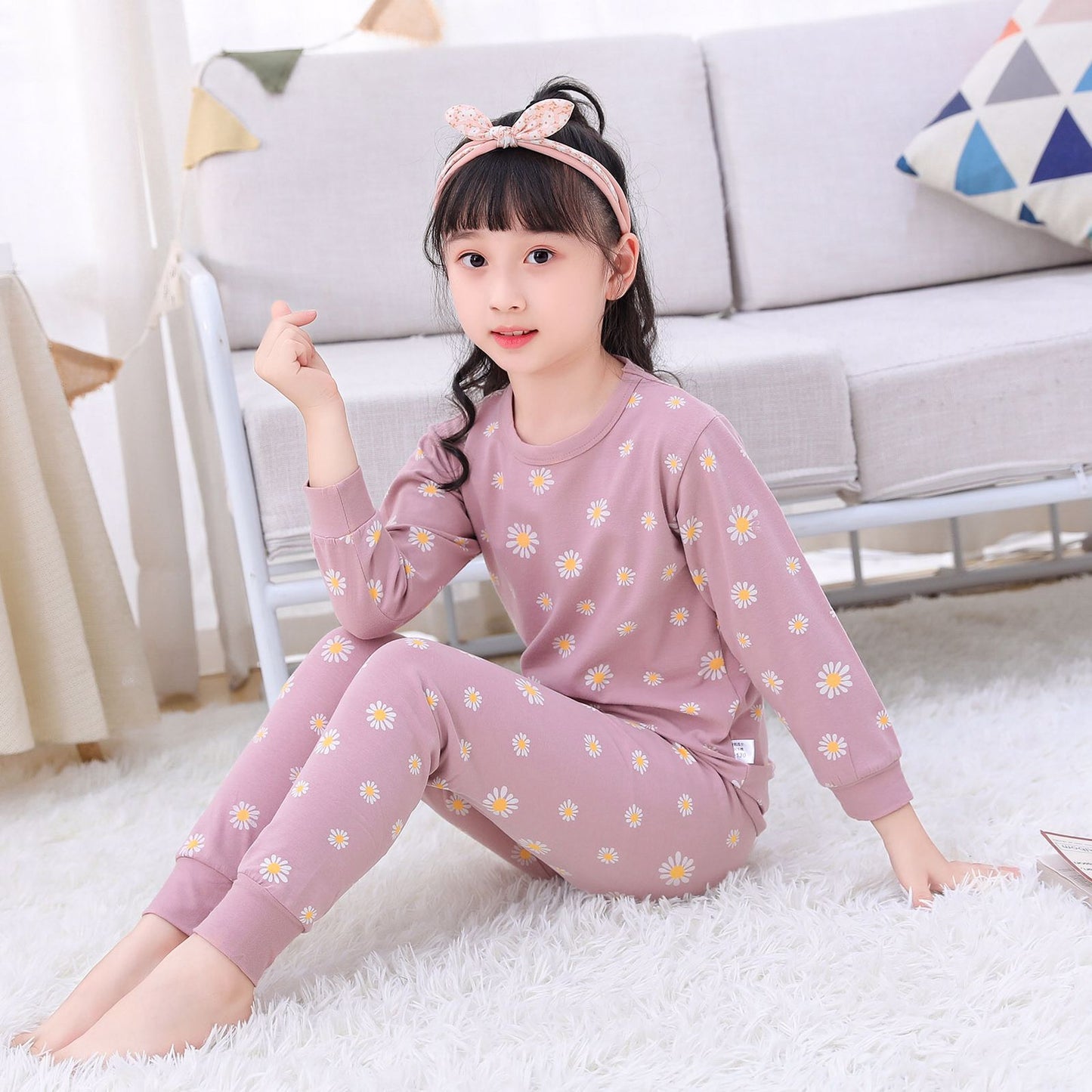Colorful Patterns Children's Sleepwear Pajama Flower Purple