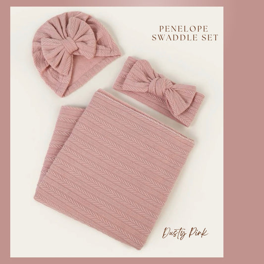 Blooming Wisdom Penelope Swaddle Set - Dusty Pink
