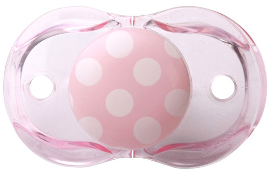 RaZbaby Keep-It-Clean Pacifier, Pink Polka Dots
