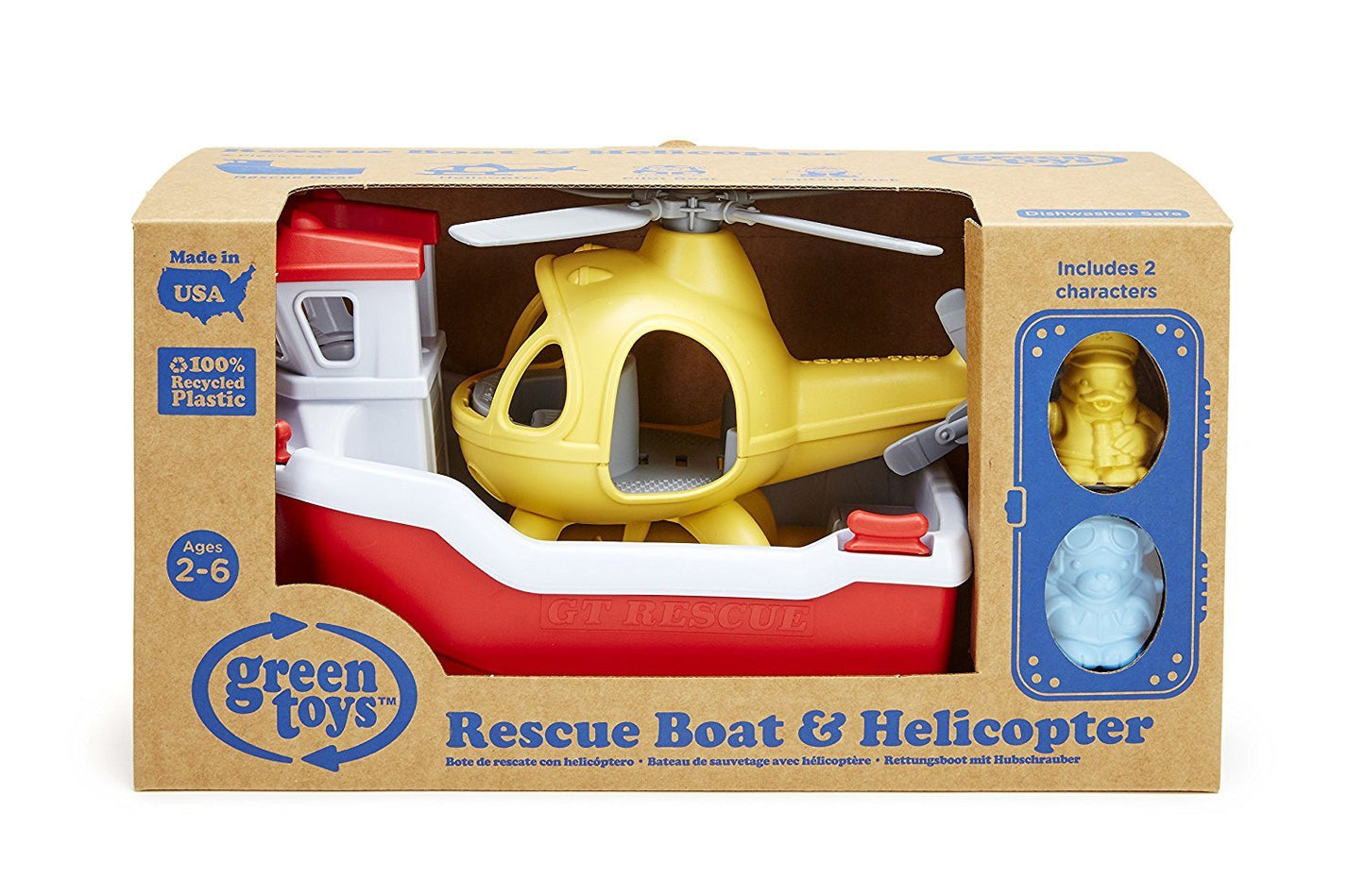 Green Toys Rescue Boat & Helicopter