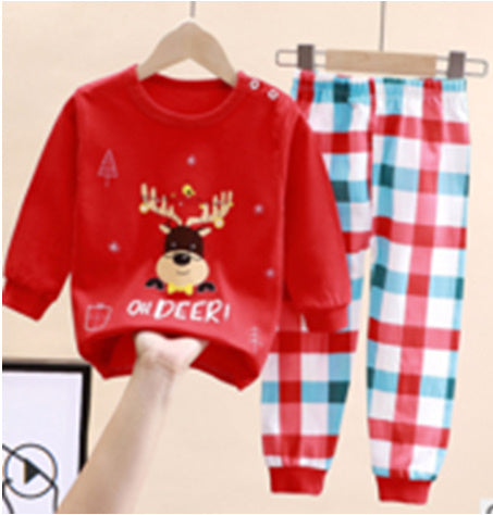 Colorful Patterns Children's Sleepwear Pajama Red Christmas Deer