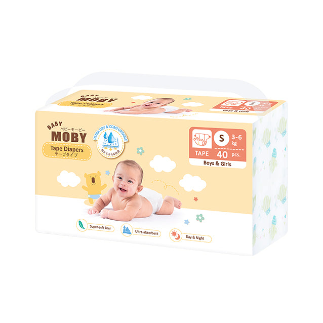 Baby Moby Chlorine Free Diaper Taped 40ct - Small