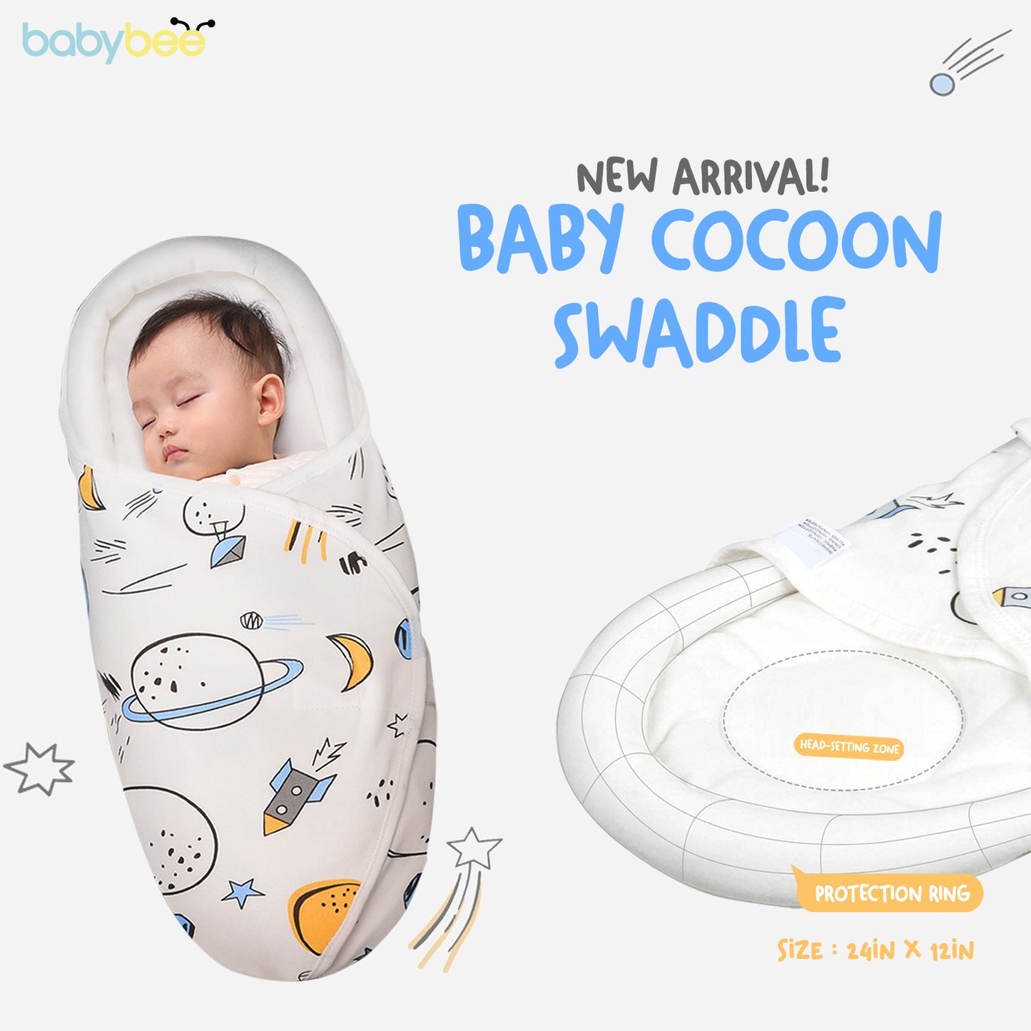 Babybee Baby Cocoon Swaddle - Planet