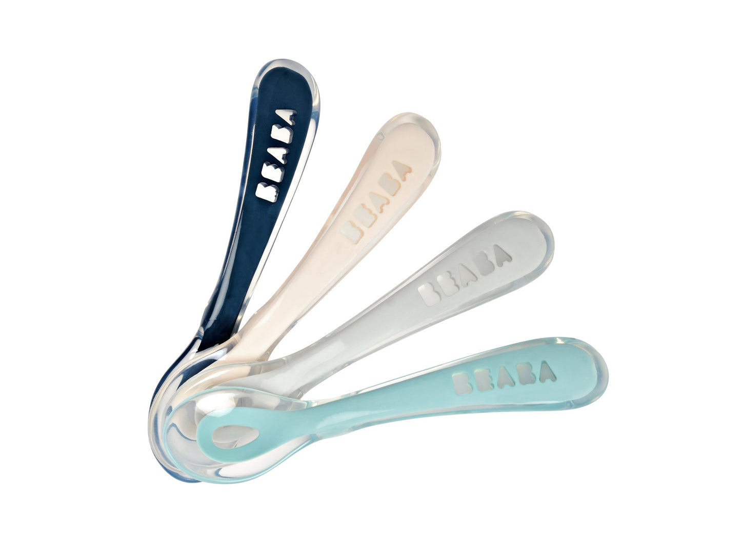 Beaba Set of 4 2nd Age Soft Silicone Spoons - Dark Blue